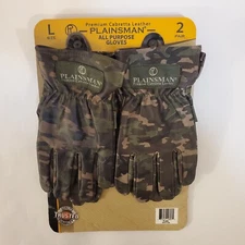 Plainsman All-Purpose Gloves Premium Cabretta Leather, Camouflage, 2 Pairs