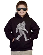 Youth Sketch Bigfoot Kids Black Hoodie Wildlife Hunting Gorilla Camp Sasquatch