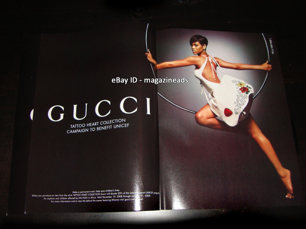 GUCCI 4-Page PRINT AD 2008 RIHANNA tattoo heart collection LEGS