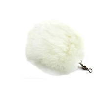 Cat Teaser Wand Refill Rabbit Fur Pom Pom Cat Toy - white
