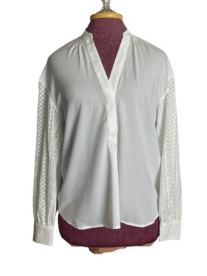 Club Monaco Womens Cream Marine Lace Sleeve Top Chemise Size XS Retail $169