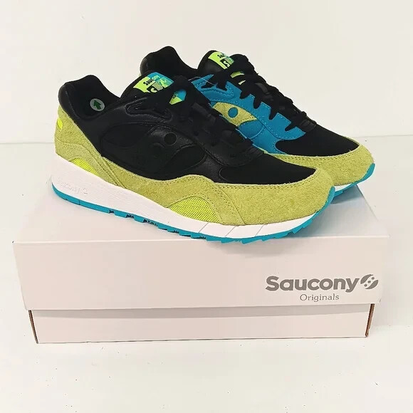 Saucony Men's Shadow 6000 Mushroom Pack Low Top Sneakers - Black/Neon - US10.5