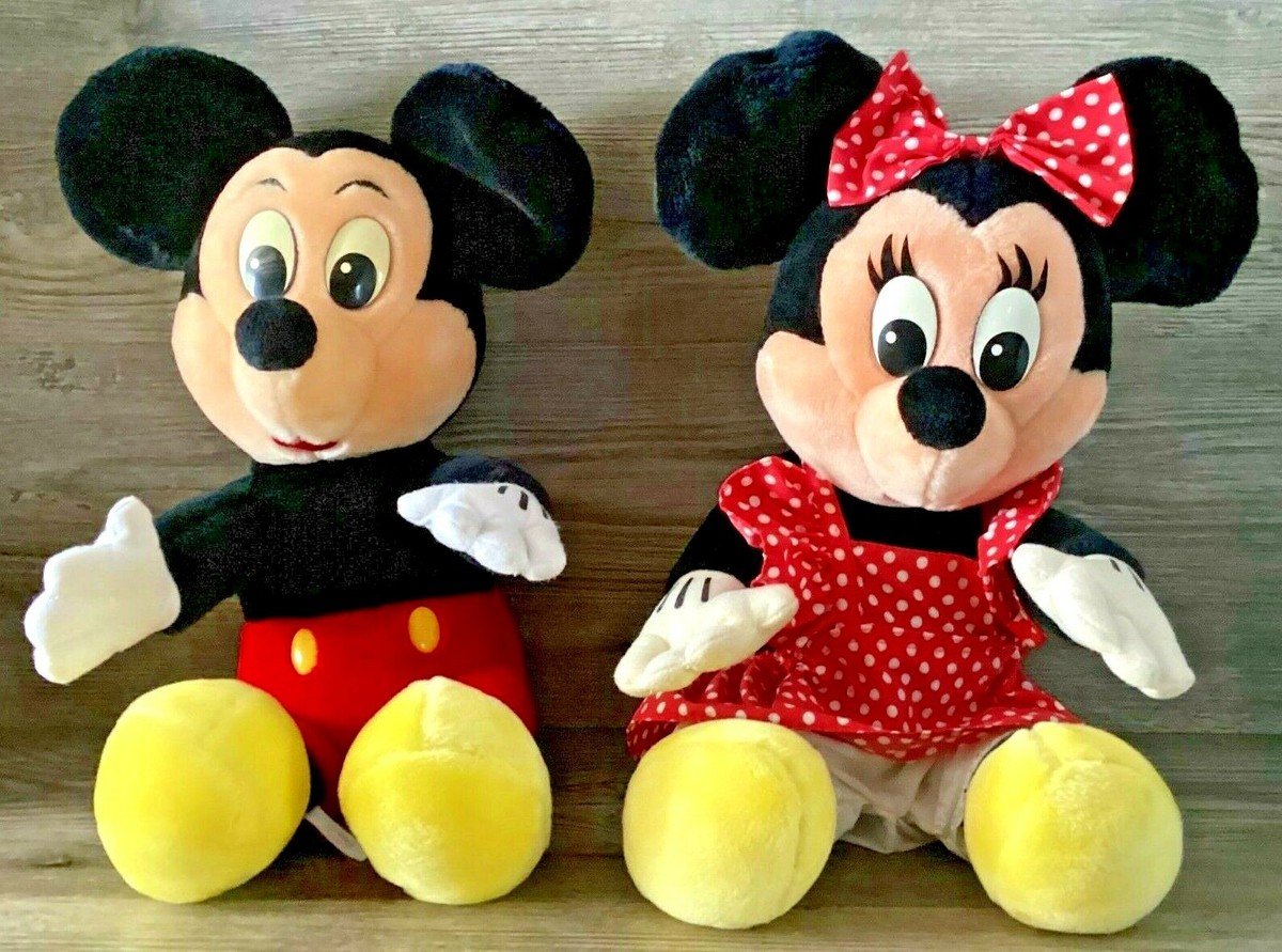 Vintage Pair 1991 40cm Minnie & Mickey Mouse Plush Toy Walt Disney