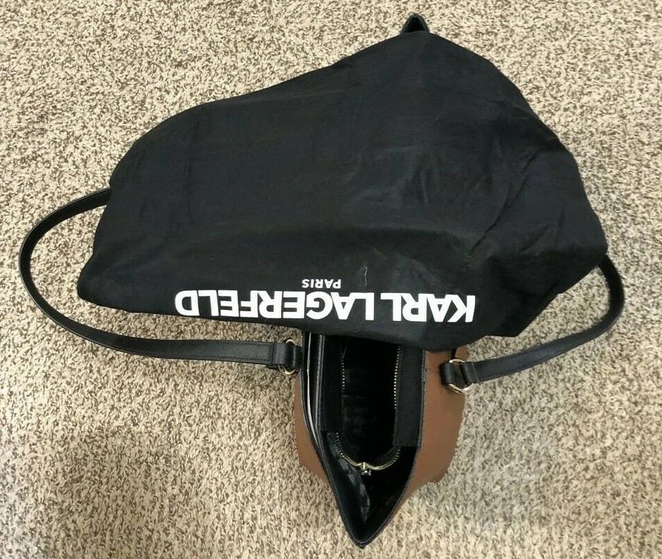 NUEVO Bolso de Mano Clásico Chic Karl Lagerfeld Paris Fleurette Marrón/Negro Foto 4 de 4