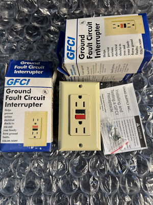 (3) GFCI Ground Fault Circuit Interrupters CGF20011, 20A 125V Ivory New in Box