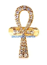 Ankh Spiritual Crystal Rhinestone Ring with Stretch Band Positive Power