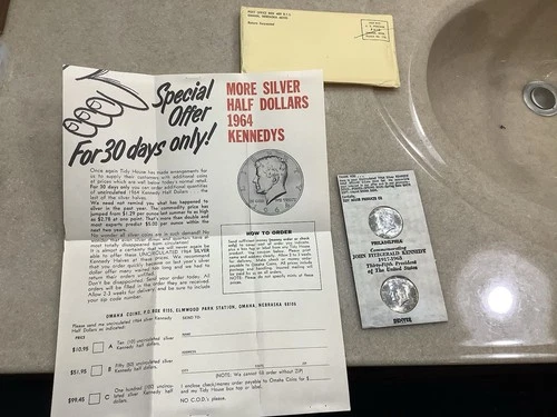 New Listing1964 P & D Kennedy Half Dollars Tidy House Set*Original Papers* Must C
