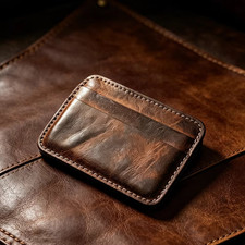 Genuine Leather Slim Card Holder Wallet for Men | Compact Minimalist Card Holder