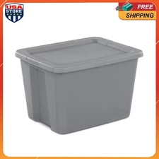 Large Storage Bin, 18 Gallon Plastic Storage Container with Snap-On Lid, Gray