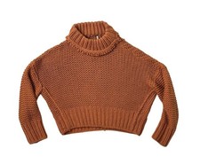 Free People Chunky Knit Sweater Rust Short Boxy Slouchy Boho Relaxed M