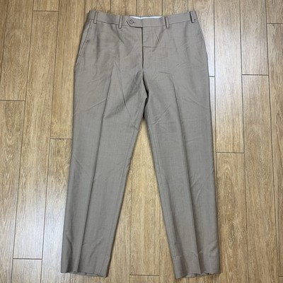 Canali Dress Pants Men 33x28 Tan Wool Trouser Italy Made
