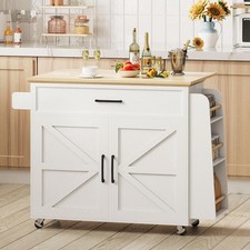 Rolling Kitchen Island Table with Drop Leaf Mobile Kitchen Cart with on Wheels
