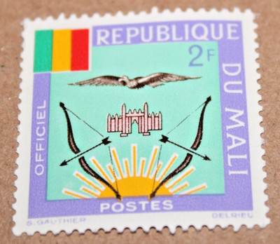MALI 1961 2f Official Government Stamp Coat of Arms Bows Bird Mint OG MNH MiO23
