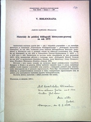 Materialy do polskiej bibliografii historyczno-prawnej za rok 1975 (SIGNIERTES E