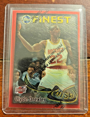 1995-96 Topps Finest - Dish and Swish Hakeem Olajuwon, Clyde Drexler #DS10
