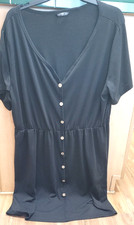 Shein Curve Dress 3XL Black Faux Button Front Short Sleeves Polyester Spandex