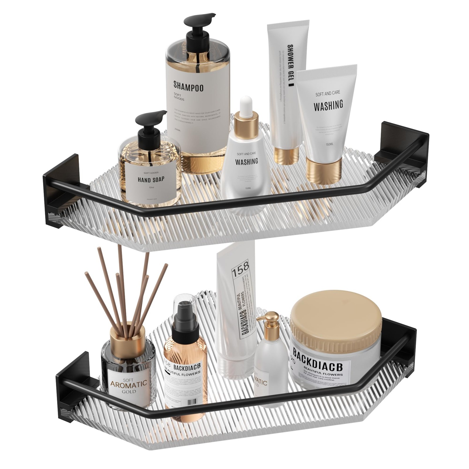 Acrylic Corner Bathroom Counter Organizer - 2 Tier Countertop Storage Shelves...