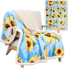 50X60 Inch Luxuriously Ultra Soft Bright and Cheerful Sunflower Throw Blanket -