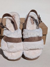 New In Box Koolaburra by UGG Adj Slide Sandal Fuzz'd Out NATURAL 10M