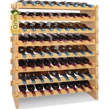 SereneLife Rectangle Wine Rack - 72 Bottle Capacity, 8-Tier 30 lbs Moisture Res.