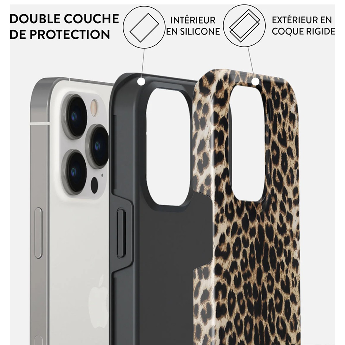 Coque iPhone 13 Pro Burga Léopard - Protection Antichoc Rigide