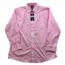 Stafford Broadcloth Dress Shirt Mens XL 17.5 34-35 Pink Stretch Easy-Care NEW