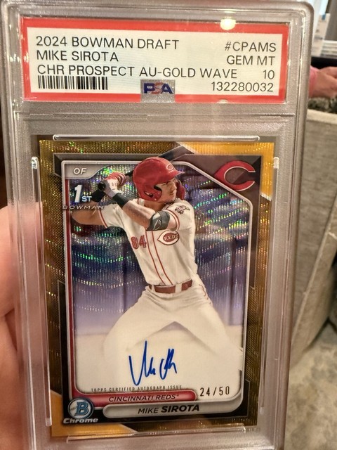 2024 Bowman Draft Mike Sirota 1st Auto Gold Wave /50 PSA 10 #CPAMS