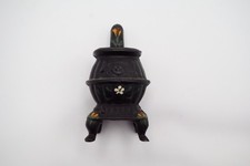 Vintage Miniature Cast Iron Pot Belly Stove Hand Painted Floral Folk Art Decor