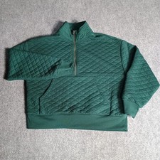 DSG Women's Medium Green Quilted 1/4 Zip Pullover Sweatshirt Long Sleeve...