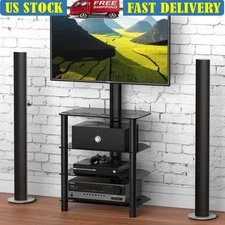 4-Tier TV Stand W/ Mount Adjustable Audio Shelf Bracket 32-65 Inch TVs New