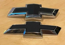 Front & Rear Black Silver Emblem Bowtie Set Pair Fits Chevy Camaro 2014-2023