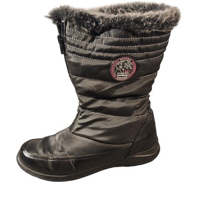 Weatherproof Winter Boots Womens Size 9 Black Sandy Faux Fur Zip Snow Warm