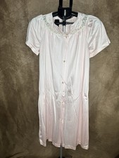 Vintage Pink Nightgown Button Front Lace Collar Grannycore Large Coquette