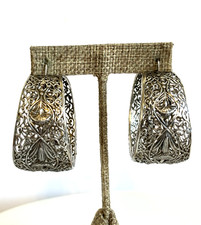 Extra Large 925 Sterling Silver Filigree Wide Chunky Wire Hoop Earrings