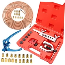  3/16 Copper Coated Brake Line Kit 25 ft + Blue Tube Bender+ Copper Aluminum 