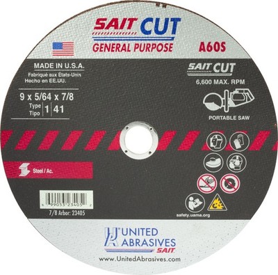 United Abrasives SAIT 23405 9x5/64x7/8 General Purpose A60S Portable Saw Blades,
