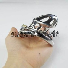 New Stainless Steel Male Chastity Cage Device Men Long Locking Belt Hinged Rings