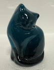 Blenko Glass Cat Figurine - Cerulean