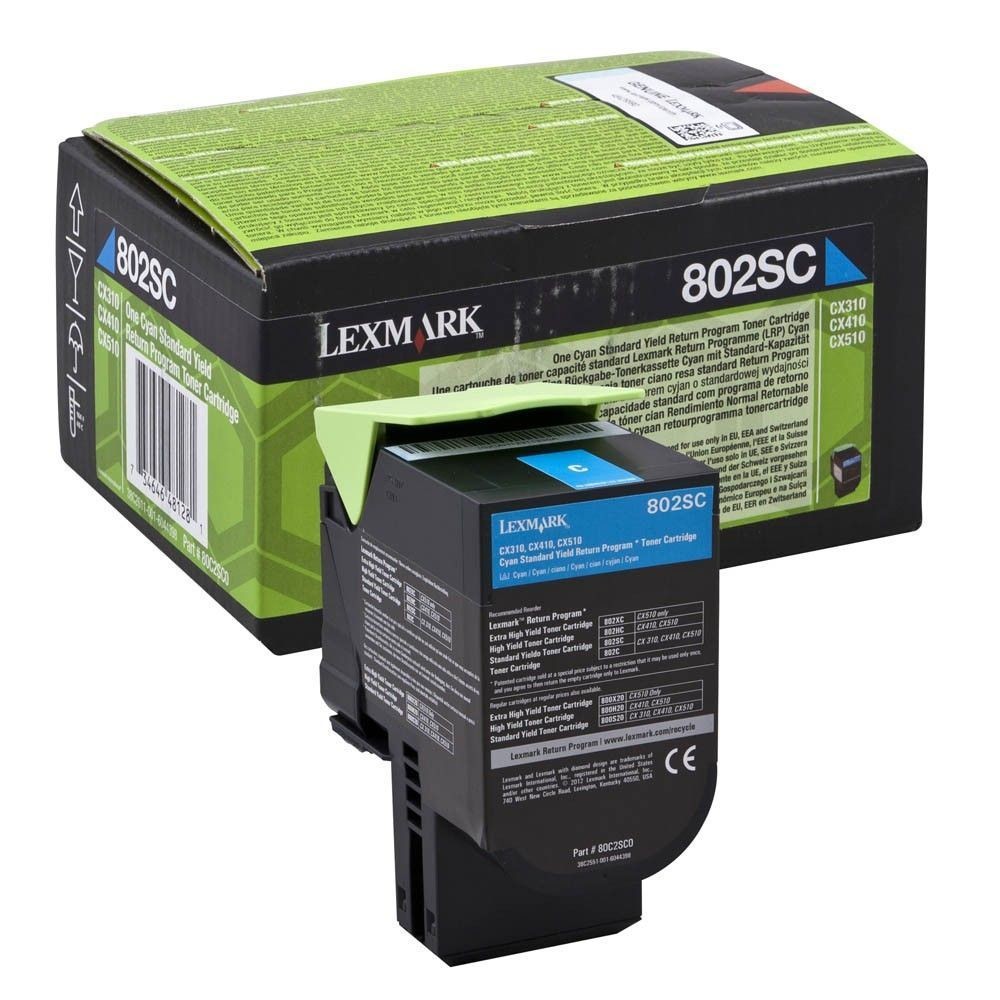 Toner Lexmark 802SC cyan d'origine pour vos dossiers de présentation créative