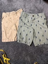 Lot Of 2 Gymboree And 365 Kids Boys Flat Front Khaki Shorts Size 8 Green And Tan