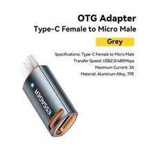 USB Type C Female to Micro USB Male OTG Adapter 3A Data Sync Converter