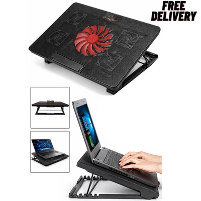 5 Fan Laptop Cooling Pad Stand USB Quiet Cooler for 12-17 Inch Adjustable - Image 1 of 4