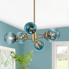 Mid Century Modern Sputnik Chandelier 6-Light Glass Globe Pendant Light Fixtures
