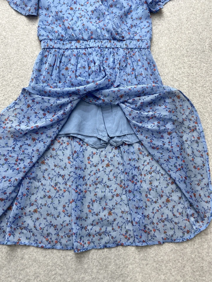 Lucky Brand Dress Romper Girls Medium Blue Flowers Boho Casual - Image 3 of 4