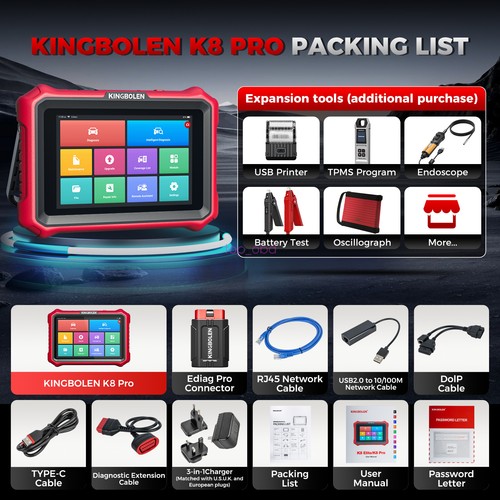 2026 KINGBOLEN K8 PRO Bidirectional Scanner Car OBD2 Diagnostic Tool ECU Coding
