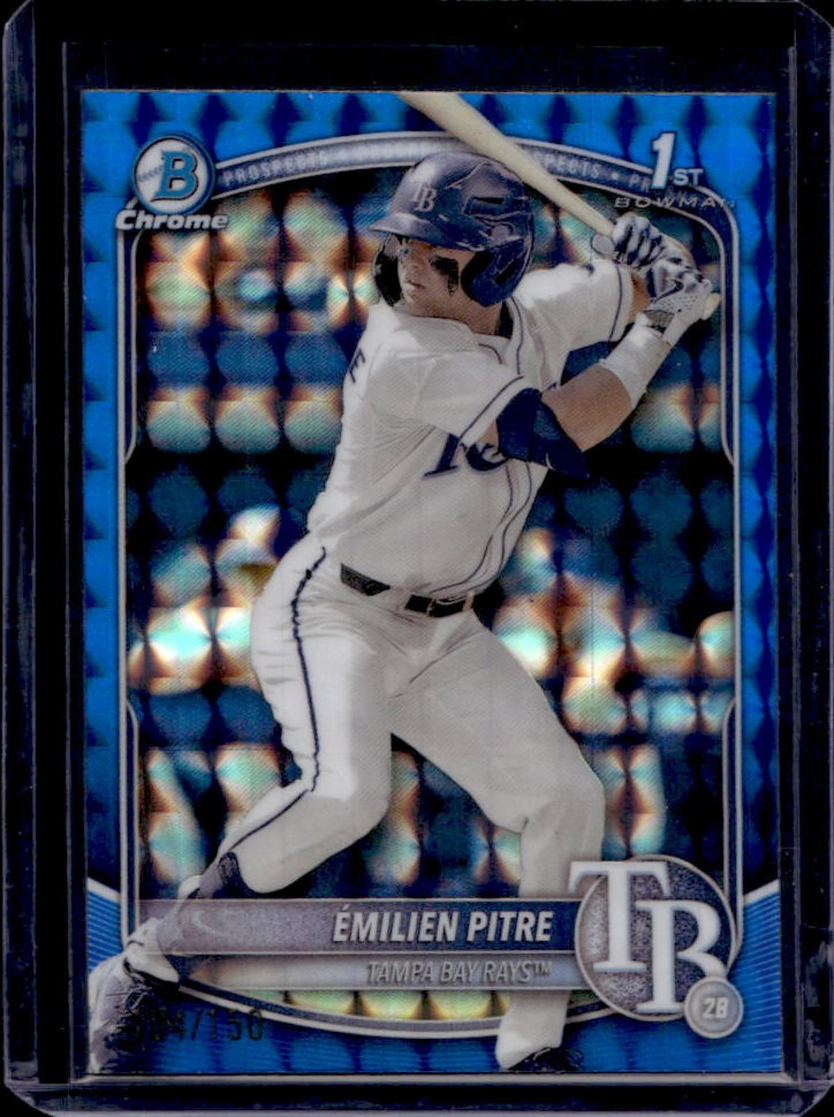 2025 Bowman Emilien Pitre Chrome Blue Geometric Refractor 1st #/150