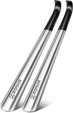 ZOMAKE Metal Shoe Horn Long Handle for Seniors Men Women 2 Black