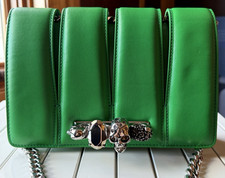 ALEXANDER McQUEEN SLASH CUT OUT SKULL SHOULDER BAG GREEN LEATHER NIB RET $3290