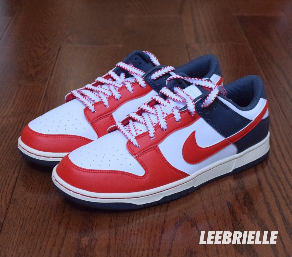 Nike Dunk Low Retro USA Baseball Laces White Navy Blue Red IM2222-100 ...