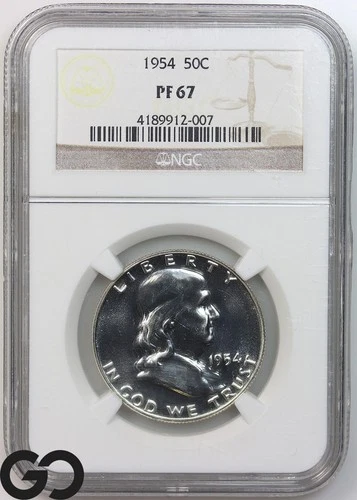 1954 Franklin Half Dollar, PROOF, NGC PF-67 ** Blast White PR!